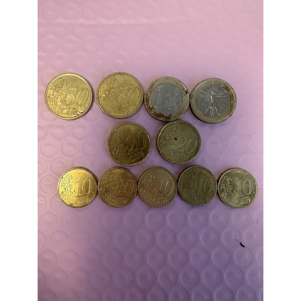 Lot of 11 Mixed Euro Coins 1999-2002 Germany Spain Italy France Bimetallic Cent